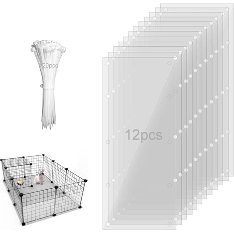 Lot de 12 Doublures de bord de la cage pour animaux, 35 x 12cm, Doublures de protection pour cage de petit animal avec 120 attaches pour lapin, cochon d'Inde, hamster et autres petits animaux (1/5)