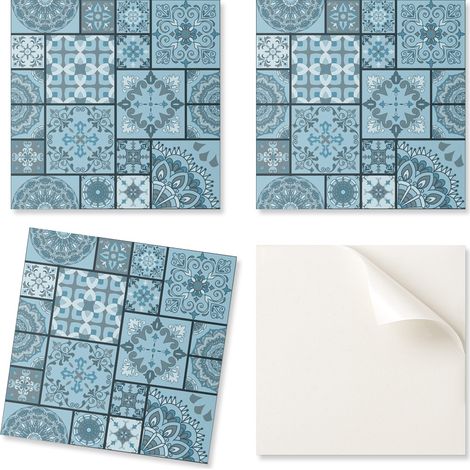 Paquete de baldosas de vinilo autoadhesivas con dise帽o geom茅trico tipo mosaico, 9x30x30 cm.