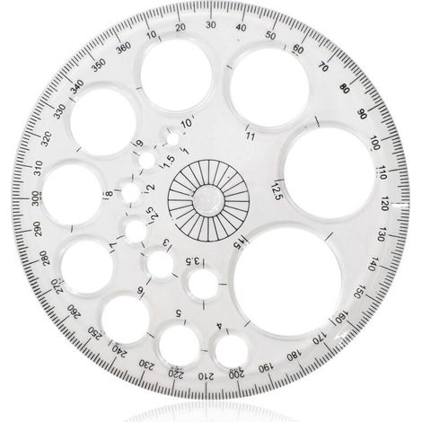Cercle Pochoir, Normographe Rond, Gabarit Multifonctionnel - Règle de Mesure en Plastique, Outil de Dessin Pour Tout Âge (1/4)