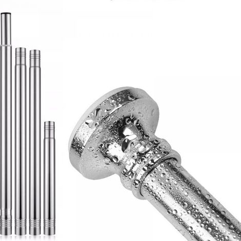 Einziehbare Gardinenstangen, 60–238 cm, ausziehbare Duschvorhangstange, Teleskopstangen-Set aus Edelstahl ohne Bohren für Badezimmer, Schrank, Kleiderschrank, Tür (1/5)