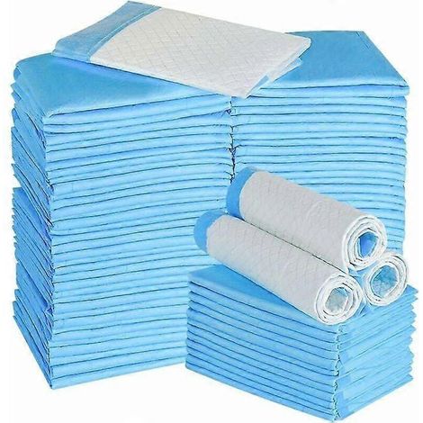 Alèses jetables pour chiots, paquet de 100, compatibles avec les chiens, chats, lapins et cochons d'Inde. Très absorbantes, neutralisent les odeurs. Dimensions : 33 cm x 46 cm. (1/5)