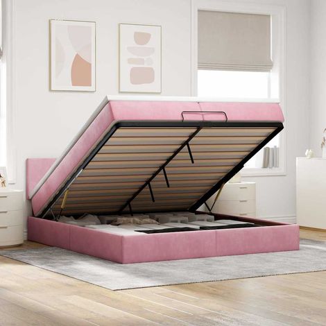 Ottoman-Bett mit Matratze Rosa 200x200 cm Samt (1/5)