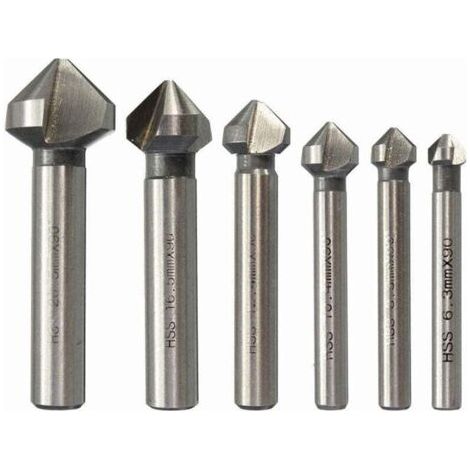 BUNTHAUS PA Jeu De 6 Fraises À Chanfreiner HSS 90° Cylindriques Pour Bois Métal PVC Tailles 3-20Mm (1/4)