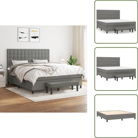 Boxspringbett mit Matratze Dunkelgrau 160x200 cm Stoff - Boxspringbett - Doppelbett - Bettenrahmen - Matratze - Bettdecke (1/5)