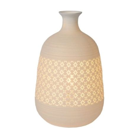 Lampe de table Lucide Tiesse porcelaine blanche E14 40W