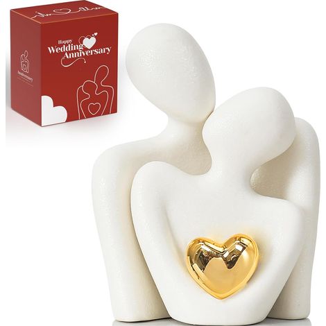 Mini statue de couple, articles de décoration pour support TV pour salon, sculpture abstraite, bibelots de décoration d'intérieur couples amour bureau pièces d'exposition - pour chambre à coucher (1/5)