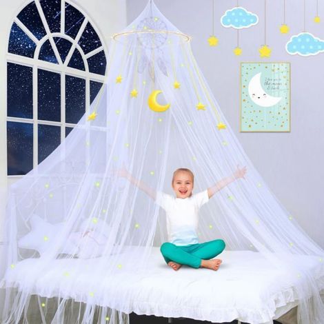 Moustiquaire,Auvent de lit avec étoiles fluorescentes phosphorescentes,Ciel de lit pour bébé, lit d'enfant (1/5)