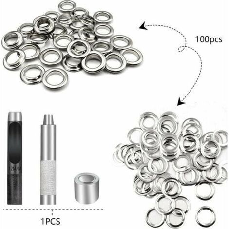 Kit di occhielli per teloni, diametro interno 12 mm, 100 pezzi, set di occhielli per teloni, scarpe, abbigliamento, cappelli (1/4)