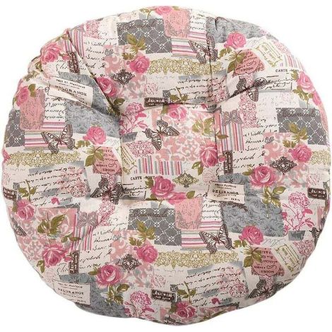 Coussin de chaise, rond, coussin assise, motif fleur, imprimé animal, coussin assise, 40 cm, coton et lin, rose