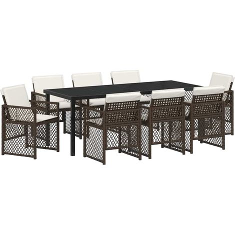 Maison Exclusive - Set da Pranzo per Giardino 9 pcs Marrone polyrattan