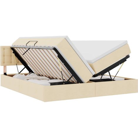 Maison Exclusive - Letto con Contenitore Crema 200 x 200 cm Pelle Sintetica