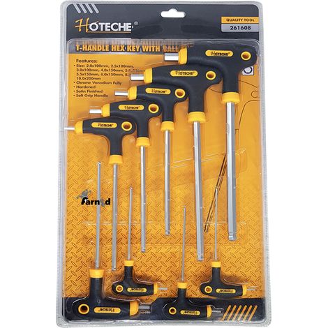 SET CHIAVI ESAGONALI A T MISURE DA 2 A 10mm 9 PEZZI PZ ESAGONALE KIT BLISTER 146