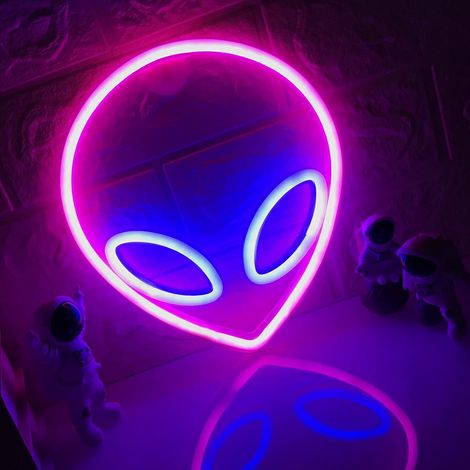 Pink and Blue Alien Neon Sign Alien Decoration USB Neon/Battery Operation Cold Appearance Soft Lighting Suitable for Children's Bedroom (1/4)