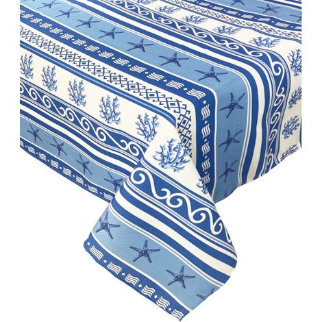 NAPPE ANTI-TACHE RÉSINE TURIN mer GRÈCE Mer mer bleu Cm.140x300 x18 personnes