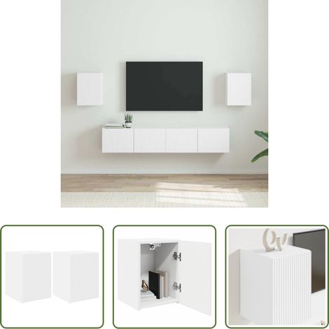 Holzwerkstoff - TV-Wandschrank 2 pcs Weiß 30 x 31 x 40 cm Holzwerkstoff (1/5)
