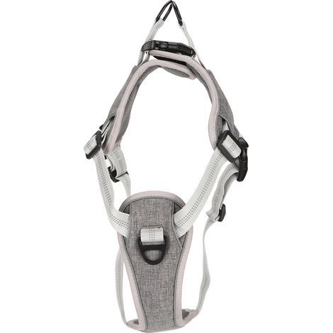 No-Pull Dog Harness - Adjustable Reflective Vest (Chest and Back) - For Medium and Large Dogs - Size XL - Grey (1/5)