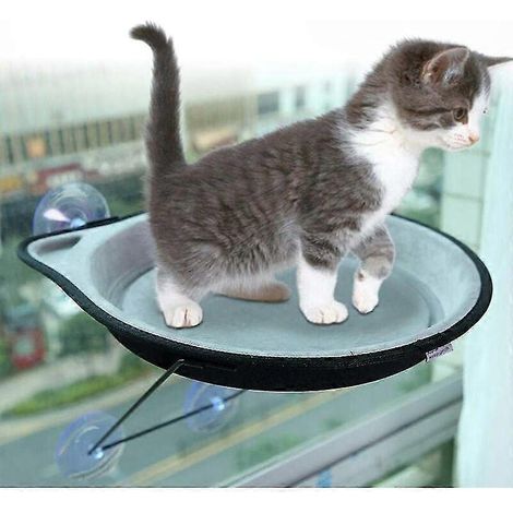 Coussin Hamac pour Chat à Fixer par Ventouses sur Fenêtre - Perchoir Suspendu Confortable pour Lézarder au Soleil - Assise Douillette pour Félins (1/5)