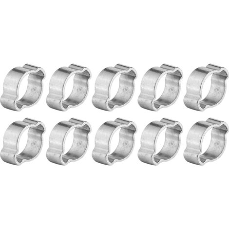 Beyamis 10 colliers de serrage à deux oreilles en fer galvanisé zingué 5‑23 mm pour tuyaux d'essence (15‑18 mm) (1/5)