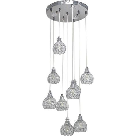 Trade Shop - Lampadario Soffitto Sospensione Plafoniera Oro Argento Attacco G9 Luce 6500k B37 -      Plata (1/2)
