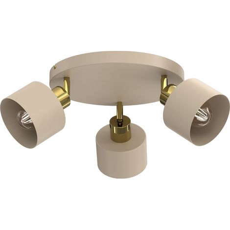 Plafonnier à 3 spots orientables beige et doré, 3x E27, Parkla Luminex (1/5)