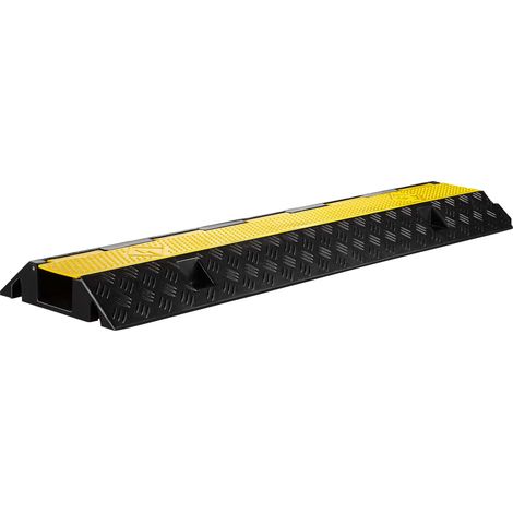 Wiltec Rampa protectora para cables y mangueras 98 x 26 x 6,5 cm de caucho un canal con tapa base antideslizante soporta hasta 15 t, ideal para tráfico pesado y zonas de obra puente de cables (1/5)