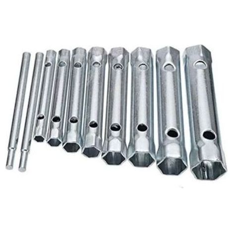 Lot de 10 clés tubulaires 6 à 22 mm – Clés à bougie pour visser et dévisser – Acier antirouille – Idéal pour robinets et boulons inaccessibles (1/4)