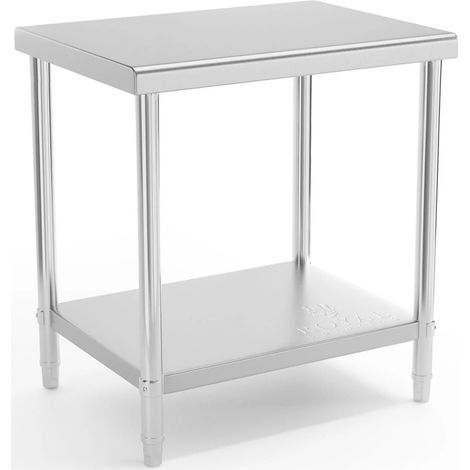 Mesa, encimera central de acero con estante 80x60 cm (1/5)