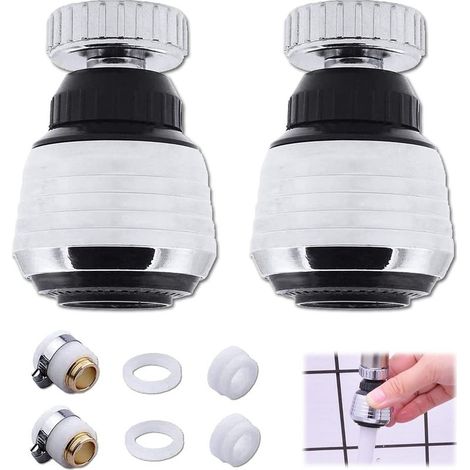 [2-pack] Kitchen tap aerator, 360° swivel kitchen tap head, tap water saver, tap aerator, tap flow restrictor, kitchen tap adapter... (1/5)