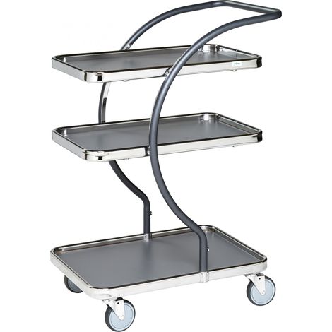Kongamek C-Line Tischwagen in grau mit 3 Böden 595x360mm Ladefläche 120kg Tragkraft