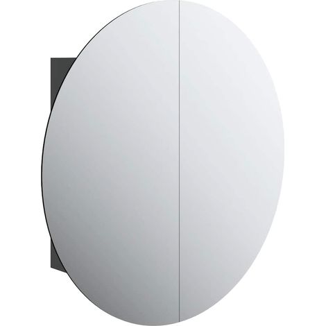 Armoire de salle de bain miroir rond et LED Noir 54x54x17,5 cm