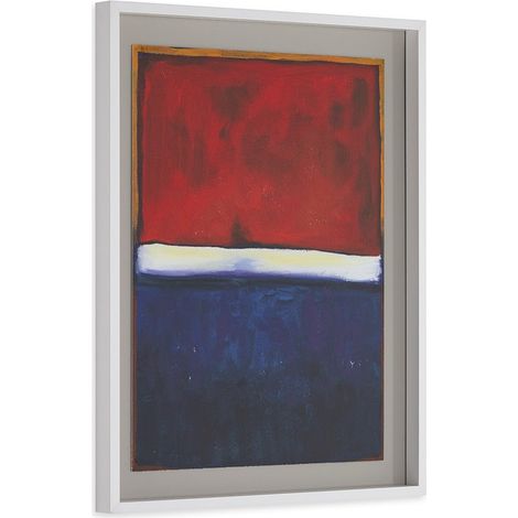 Tableau abstrait en verre et bois - bleu blanc rouge (1/4)