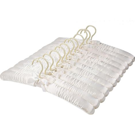 Lot de 12 cintres rembourrés en satin — Cintres de 15,8 pouces rembourrés en mousse, conçus pour éviter plis et froissements (Ivoire) (1/5)
