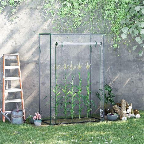 Serre de jardin. serre de balcon. bâche renforcée PVC. châssis en acier. porte zippée enroulable. pour légumes plantes fleurs en toutes saisons intérieur et extérieur. 100 x 50 x 150 cm blanc
