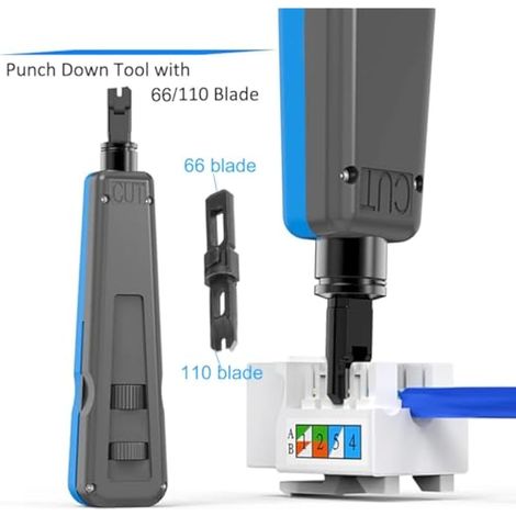 Outil de poinçonnage monobloc avec lame 110/66, outil de poinçonnage trapézoïdal, Ethernet 110 (1/4)