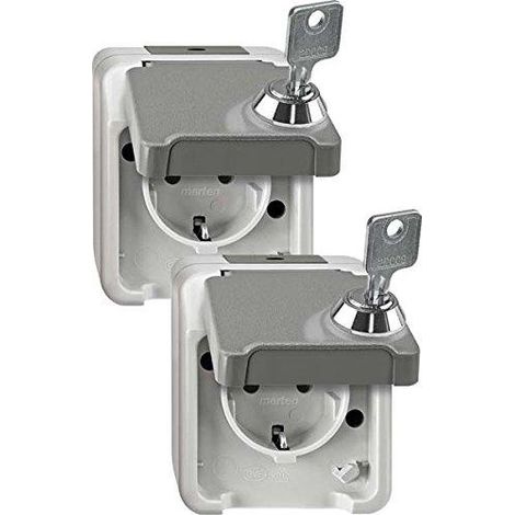 Merten MEG2418-8029 toma de corriente gris claro IP44