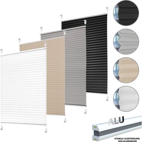 Store plissé, store vénitien, à fixation par pince, sans perçage, profilé aluminium, opaque, store enrouleur, anthracite, 75 cm, 70-100 cm (1/5)