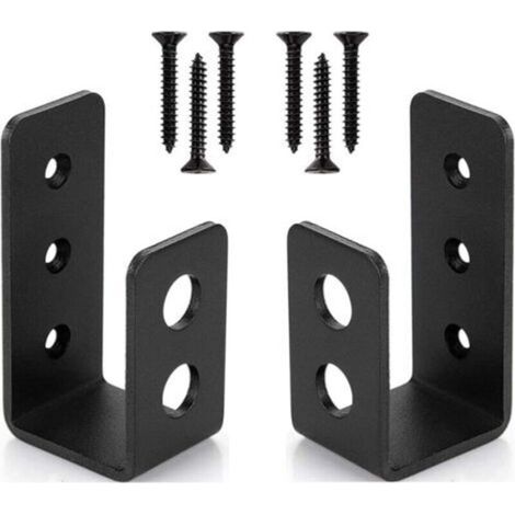 Lot de 2 Supports de Porte - Acier 3 mm - Pour Bois 2 x 4 - Barre de Sécurité en U - Intérieur et Extérieur (1/5)