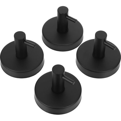 Suction Cup Towel Hooks 4 Pieces Black Stainless Steel No