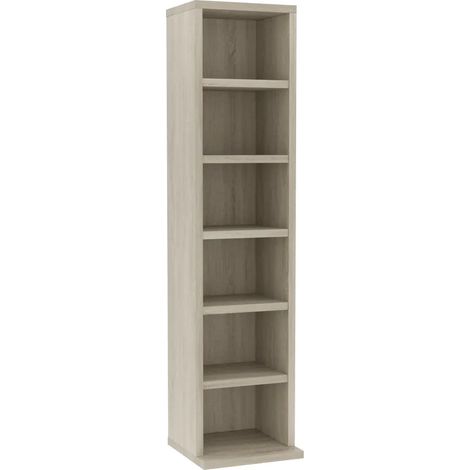 Mueble para CD de madera de ingeniería con 6 compartimentos abiertos 21 x 20 x 88 cm estilo moderno roble Sonoma 020047645 (1/4)