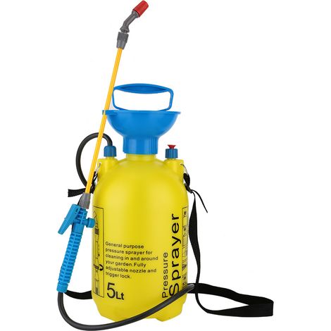 Pulvérisateur à pression 5L en PP robuste avec sangle épaule et buse réglable pour jardinage nettoyage et arrosage des plantes (1/5)