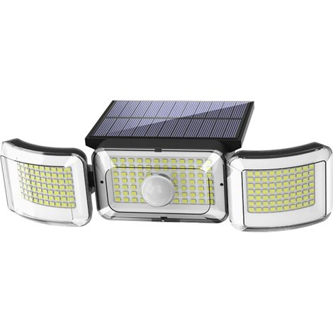 Luces exteriores solares con sensor de movimiento, 218 LED, 3 cabezales de luz, 3 modos de iluminación ajustables, resistentes al agua (IP65), ideales para garaje, patio, terraza, jardín o entrada de (1/5)