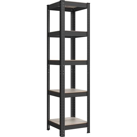 Étagère charge lourde à 5 niveaux 150 x 37 x 37 cm capacité 400 kg (80 kg/niveau) style industriel planches réglables pour salon cuisine noir (1/5)