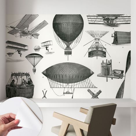 Fotomurale adesivo - murale da parete - Carta da parati autoadesiva - design parete moderno - Storia dell'aviazione 104x70 cm (1/5)