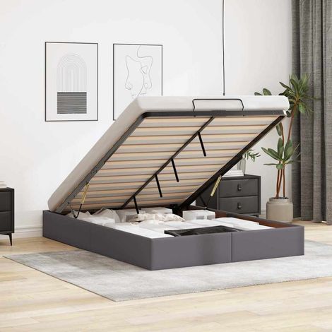 Estructura de cama otomana sin colchón gris 140x190 cm