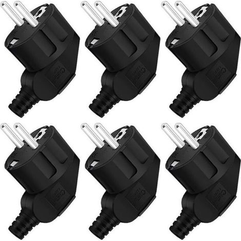 Fiche Electrique - 250 V 16 A - Etanche IP67 - Pour Câbles 8-10 mm - Usage Chantier Extérieur - Lot de 6 (1/4)