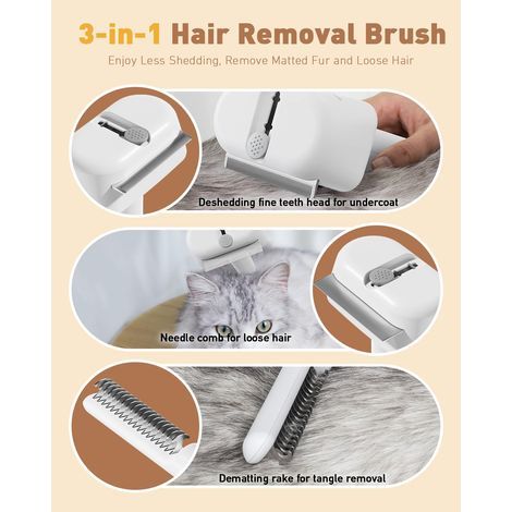 Outil de toilettage 3 en 1 pour animaux de compagnie – râteau à sous-poil, brosse démêlante et peigne démêlant – Élimination sûre des poils pour chiens et chats, élimine les nœuds et les poils morts, (1/5)