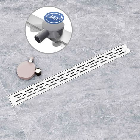 AICA Caniveau de Douche Italienne Acier Inoxydable, Siphon de sol de douche avec version rotative à 360 , Siphon de douche à carreler, Avec filtre anti-odeurs et anti-poils, 80cm (1/5)
