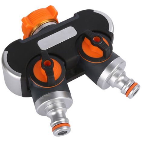 Répartiteur 2 voies - 3/4" et 1/2" Y avec adaptateur de robinet pour arrosage du jardin, lavage, animaux domestiques, débit d'eau réglable et verrouillable (1/5)