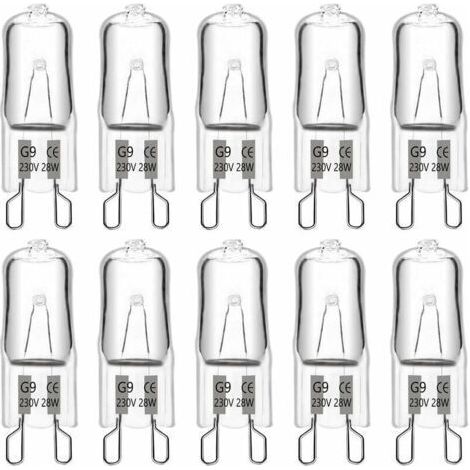 Bulbes G9 28 W 230 V, 370 lm 2700 K blanc variable, ampoules à capsule G9, pour lustres, éclairages de paysage, appliques murales, éclairage d'armoire, lot de 10