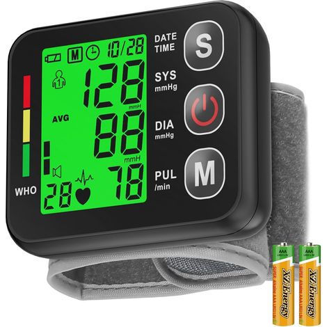 Wrist Blood Pressure Monitor -Bp Monitor, Automatic Blood Pressure Cuff 13.5-19.5 cm, High Accuracy, Backlit LCD Screen (1/5)